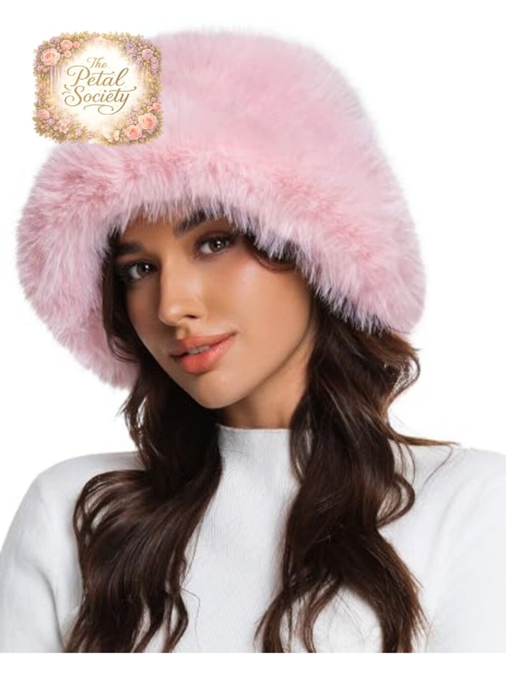 Faux Fur Bucket Hat Wide Brim Adjustable Fuzzy Winter Fashion